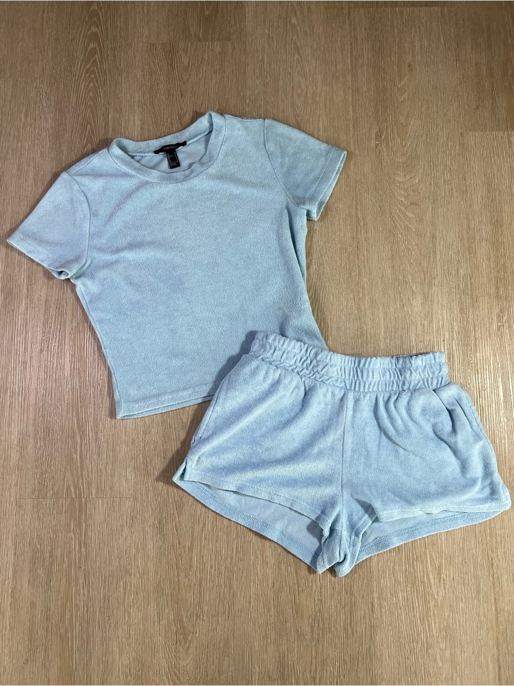 Light Blue Terry Cloth Minimalist Chic Matching Set